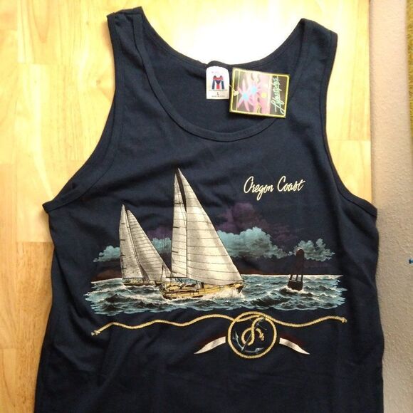 NWT DS Vintage Oregon Coast Sailing Yacht Tank Top - Picture 1 of 8